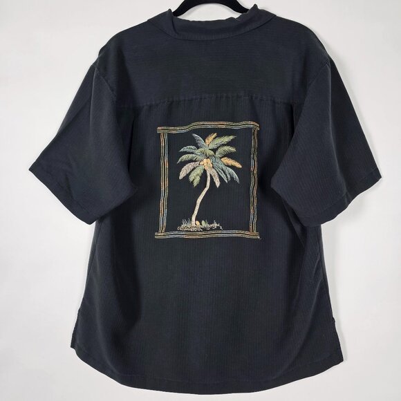 Weekender Embroidered Palm Tree Hawaiian Mens Large Short Sleeve Button Shirt - Picture 2 of 7